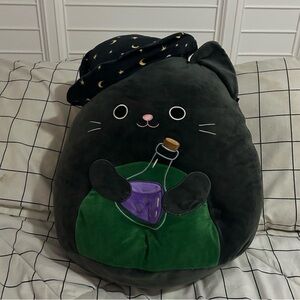 Squishmallows Black Cat with Green and Purple Potion